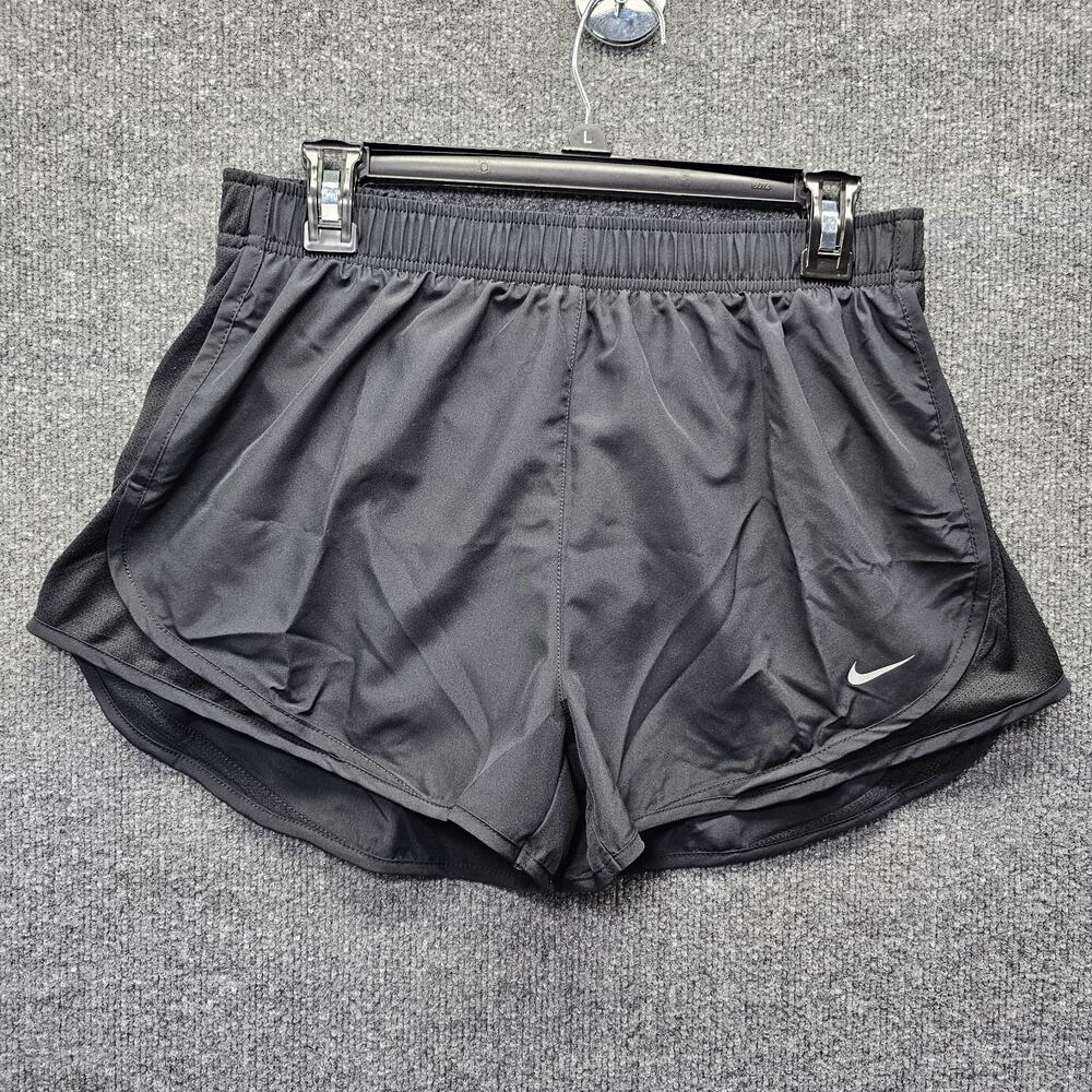 These are Nike Dri-FIT Tempo running shorts in solid black Large